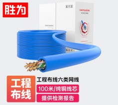 工程六類網(wǎng)線【阻燃版0.57線芯】勝為非屏蔽千兆網(wǎng)線家用網(wǎng)絡(luò)布線純銅雙絞線100米/箱 CLC-6100