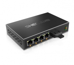 1光4電千兆單模雙纖 單個(gè)裝 勝為SC口光纖收發(fā)器 20KM BGHJ104G